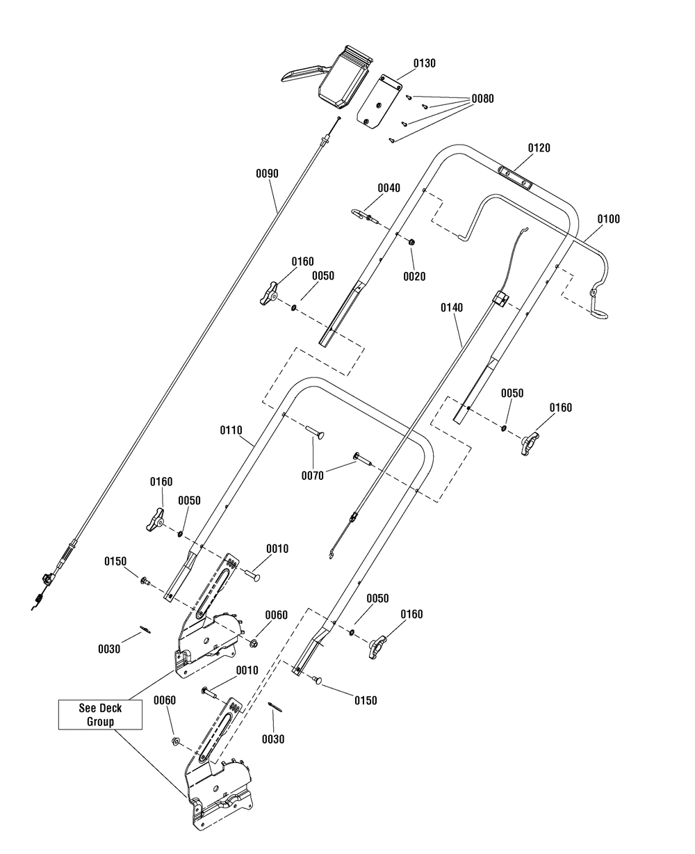 Handle And Controls Group (7503034) Diagram and Parts List for 7800886-BTXPV22725 2012 Briggs and Stratton Lawn Mower